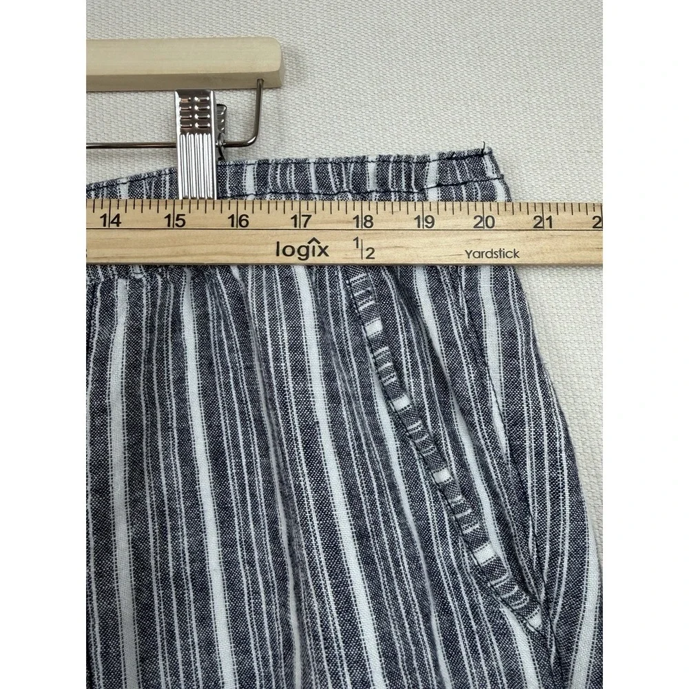 Lane Bryant Striped Blue White Capri Pant Plus 18/20 Resort Linen Blend Beach - Picture 3 of 10